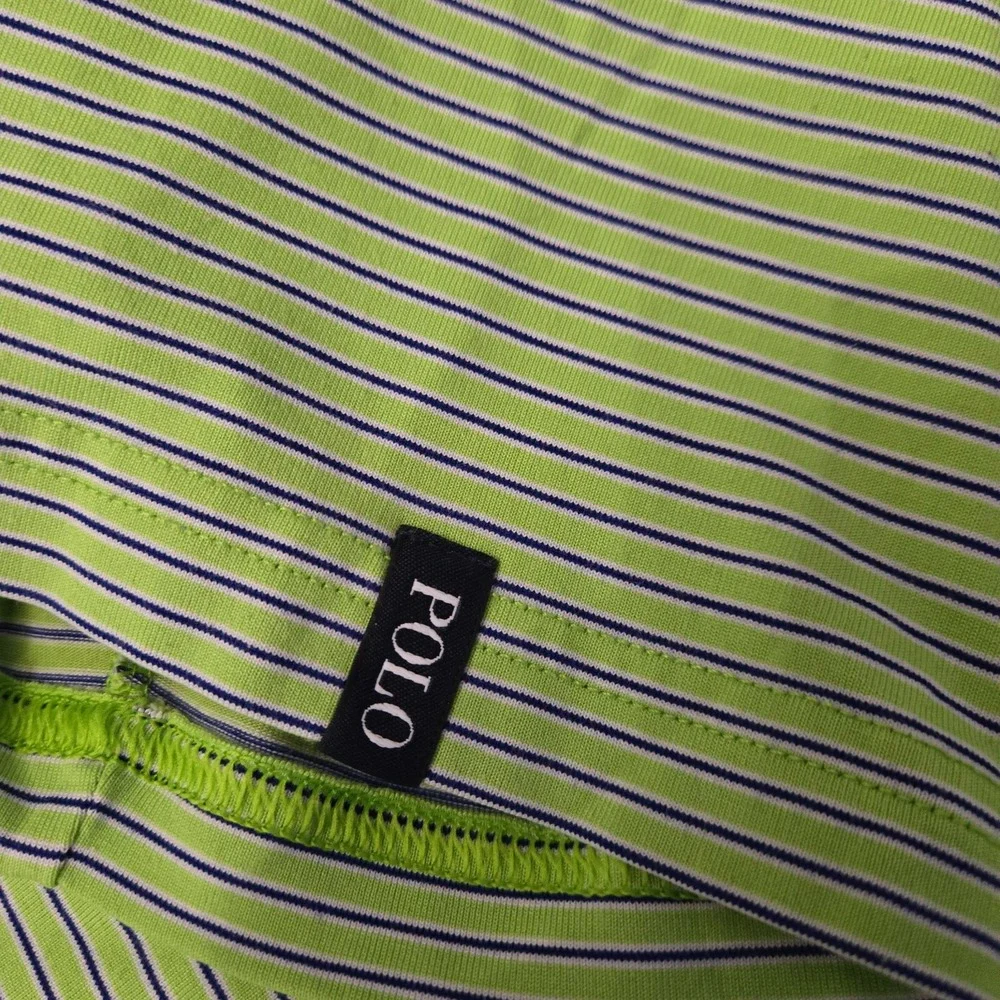 POLO GOLF Ralph Lauren Interlock Light‎ Green stripe polo shirt, L